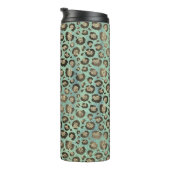 Glittery Leopard Print op groen gepersonaliseerd Thermosbeker (Geroteerd rechts)