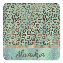 Glittery Leopard Print op groen gepersonaliseerd