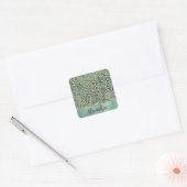 Glittery Leopard Print op groen gepersonaliseerd Vierkante Sticker (Envelop)