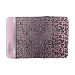 Glittery Leopard Print op Hot Pink Badmat