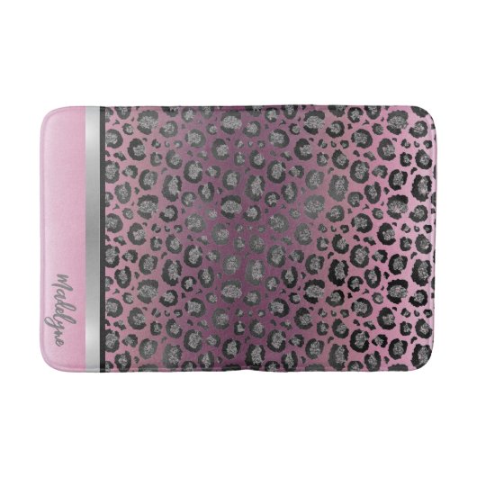 Glittery Leopard Print op Hot Pink Badmat (Voorkant)