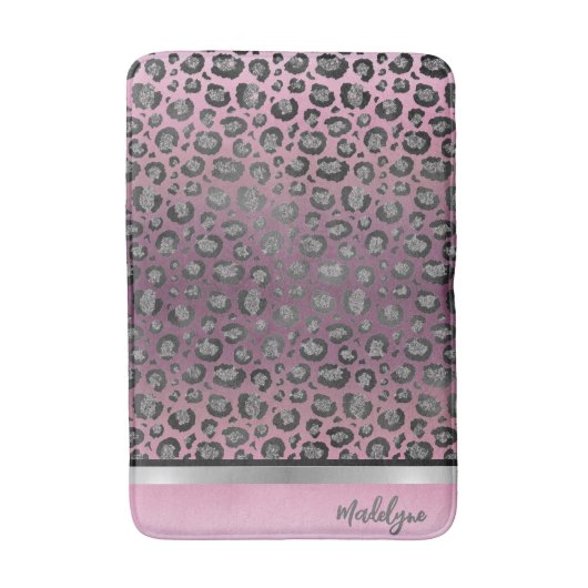 Glittery Leopard Print op Hot Pink Badmat (Voorkant Verticaal)