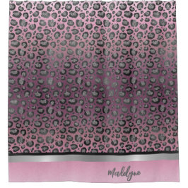Glittery Leopard Print op Hot Pink Douchegordijn