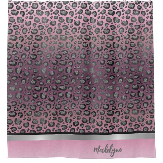 Glittery Leopard Print op Hot Pink Douchegordijn (Voorkant)