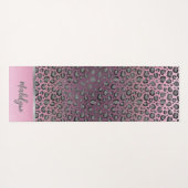 Glittery Leopard Print op roze gepersonaliseerd Yogamat (Achterkant (horizontaal))