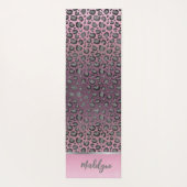 Glittery Leopard Print op roze gepersonaliseerd Yogamat (Achterkant)