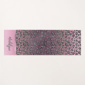 Glittery Leopard Print op roze gepersonaliseerd Yogamat (Voorkant (horizontaal))
