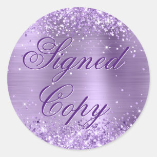 Glittery licht Paarse Folie Fancy gesigneerd exemp Ronde Sticker