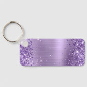 Glittery Licht Paarse Folie Fancy Monogram Sleutelhanger (Achterkant)