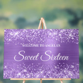 Glittery Licht Paarse Folie Sweet Sixteen Welkom Acryl Bord (Neutraal)