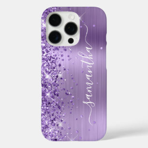 Glittery Licht Paarse Glam Girly Signature iPhone 16 Pro Hoesje