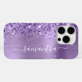 Glittery Licht Paarse Glam Girly Signature Case-Mate iPhone Case (Achterkant (horizontaal))