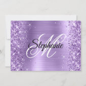 Glittery Licht Paarse Glam Monogram 21ste Verjaard Kaart (Achterkant)