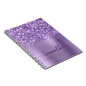 Glittery Licht Paarse Glam Script Naam Notitieboek (Rechterzijde)
