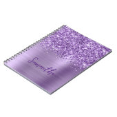 Glittery Licht Paarse Glam Script Naam Notitieboek (Linkerzijde)