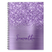 Glittery Licht Paarse Glam Script Naam Notitieboek (Voorkant)