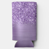Glittery Licht Paarse Glam Script Naam Seltzer Blikjeskoeler (Achterkant)