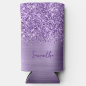Glittery Licht Paarse Glam Script Naam Seltzer Blikjeskoeler (Voorkant)