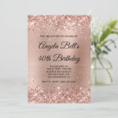 Glittery Licht Roos Goudfolie 40e Verjaardag Kaart (Staand voorkant)