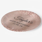 Glittery Licht Roos Goudfolie 40e Verjaardag Papieren Bordje (Gekanteld)