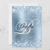 Glittery Lichtblauw Folie Monogram 40e Verjaardag Kaart (Achterkant)