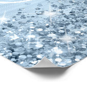 Glittery Lichtblauw Folie Sweet 16 Welkom Poster (Hoek)