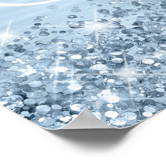 Glittery Lichtblauw Folie Sweet 16 Welkom Poster (Hoek)