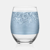 Glittery Lichtblauw Glam Naam Wijnglas Zonder Voet (Rechts)