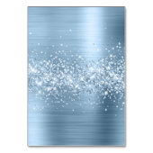 Glittery Lichtblauw Individuele Naam Plaatskaarten Kaart (Achterkant)