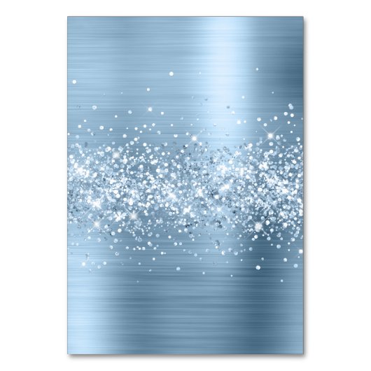 Glittery Lichtblauw Individuele Naam Plaatskaarten Kaart (Achterkant)