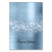 Glittery Lichtblauw Individuele Naam Plaatskaarten Kaart (Voorkant)