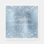 Glittery Lichtblauwe Folie 18e Verjaardag Servet (Voorkant)