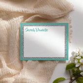 Glittery Light Blauwgroen en Silver Hartelijk dank Bedankkaart