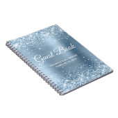 Glittery Light Blue Baby shower Guestbook Notitieboek (Rechterzijde)