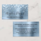 Glittery Light Blue Faux Folie Online Store Visitekaartje (Voorkant / Achterkant)