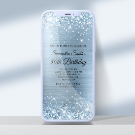 Glittery Light Blue Folie 50th Birthday Kaart