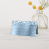 Glittery Light Blue Folie Blank Plaatskaartje (Voorkant)