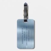 Glittery Light Blue Folie Fancy Monogram Bagagelabel (Achterkant verticaal)