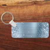 Glittery Light Blue Folie Fancy Monogram Sleutelhanger (Achterkant)