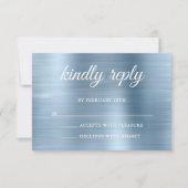 Glittery Light Blue Folie Kindly Reply Wedding RSVP Kaartje (Voorkant)