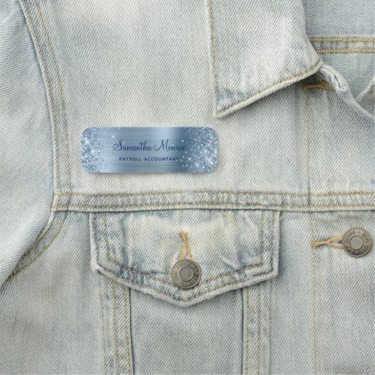 Glittery Light Blue Folie Naamplaatje (In situ)