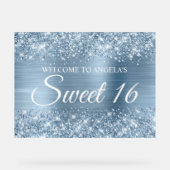 Glittery Light Blue Folie Sweet 16 Acryl Bord (Voorkant)