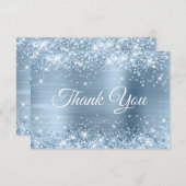 Glittery Light Blue Folie Sweet 16 Bedankkaart (Voorkant / Achterkant)