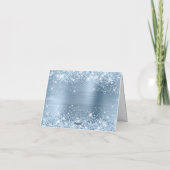 Glittery Light Blue Folie Sweet 16 Bedankkaart (Achterkant)