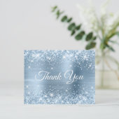 Glittery Light Blue Folie Sweet 16 Hartelijk dank Briefkaart (Staand voorkant)
