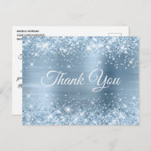Glittery Light Blue Folie Sweet 16 Hartelijk dank Briefkaart (Voorkant / Achterkant)