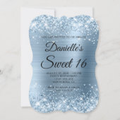 Glittery Light Blue Folie Sweet 16 Kaart (Voorkant)