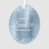 Glittery Light Blue Folie Sweet 16 Ornament (voorkant)