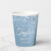 Glittery Light Blue Folie Sweet 16 Papieren Bekers (Links)