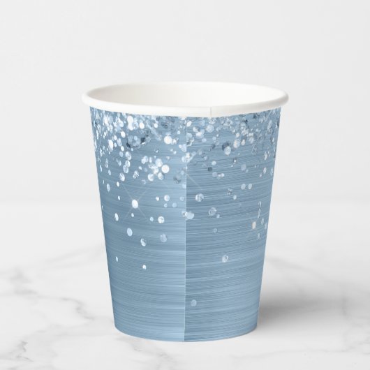 Glittery Light Blue Folie Sweet 16 Papieren Bekers (Rechts)